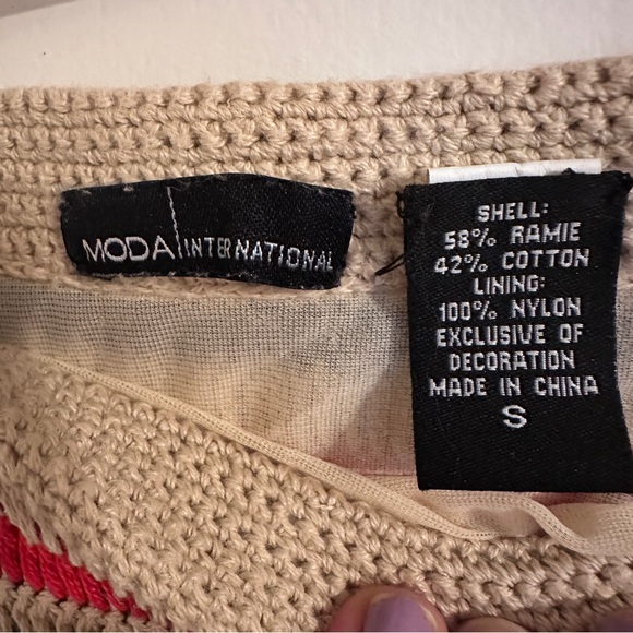 MODA INTERNATIONAL Striped Crochet Skirt with Flowers women S Stretch - Picture 6 of 7